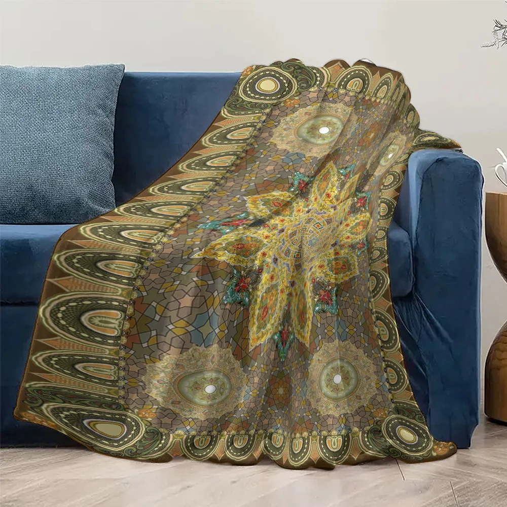 Bohemian Mandala Mosaic Blankets Soft Warm Flannel Scottish Terrier Pet Throw Blanket Bed Sofa Couch Bedspreads Quilt Blankets