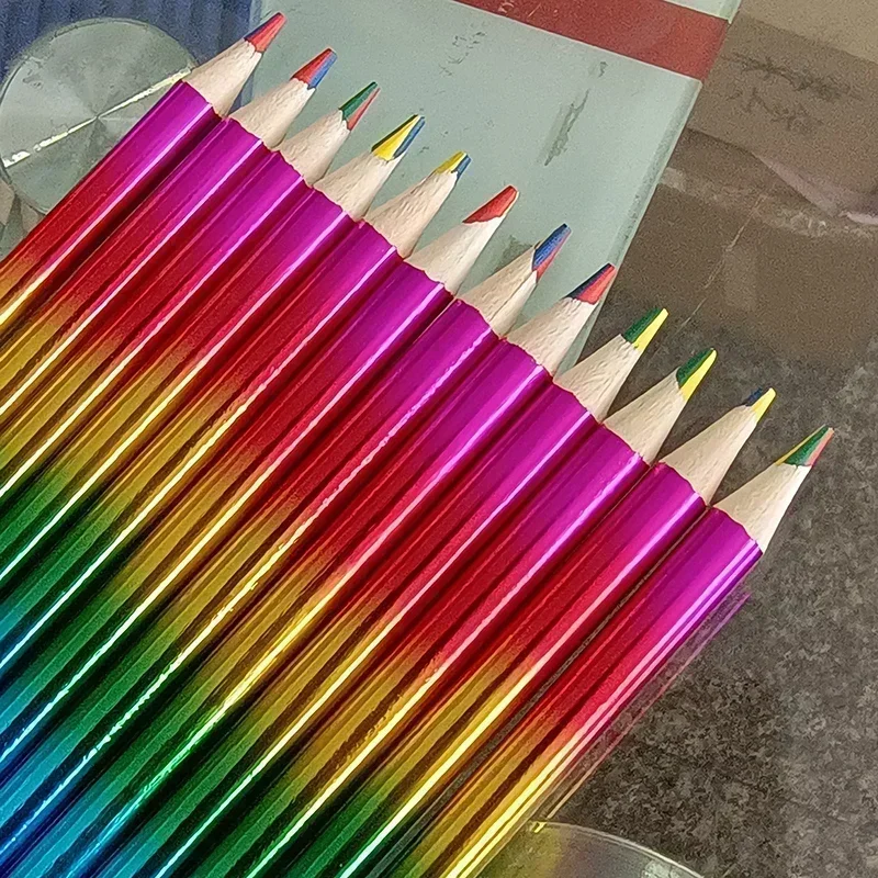 2/4/12Pcs Gradient Rainbow Pencils Jumbo-Colored Pencils for Adults Multicolored Pencils for Art Drawing Coloring Sketching