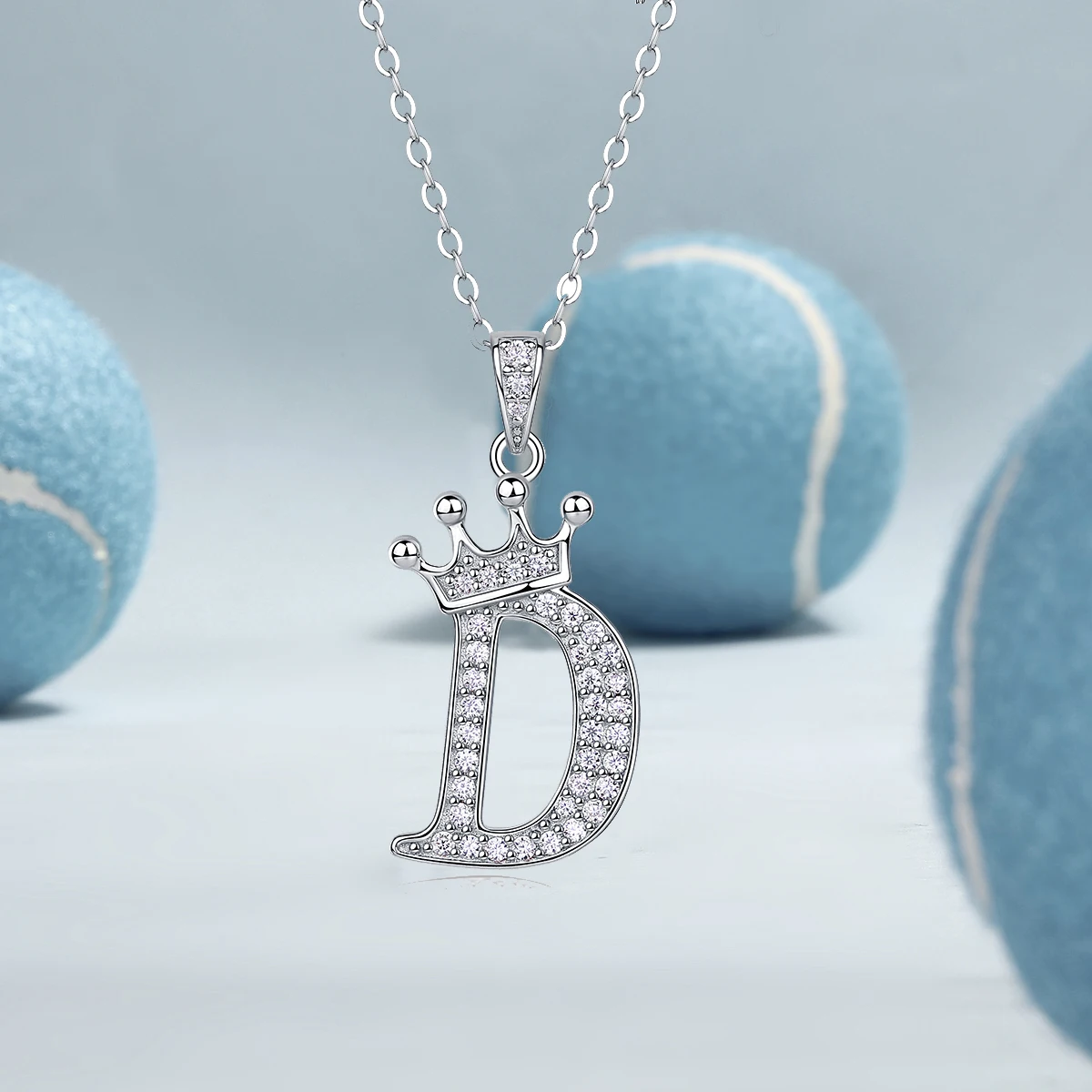 Moissanite Crown Alphabet Necklace S925 Silver 18k Gold Plated 26 Alphabets Pendant Necklace  Homecoming & Graduation Gift