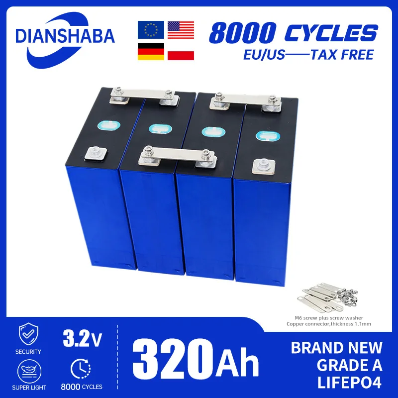 12V 24V 48V electric camping 320Ah lithium iron phosphate battery brand new A-level DIY solar RV 3.2V rechargeable battery