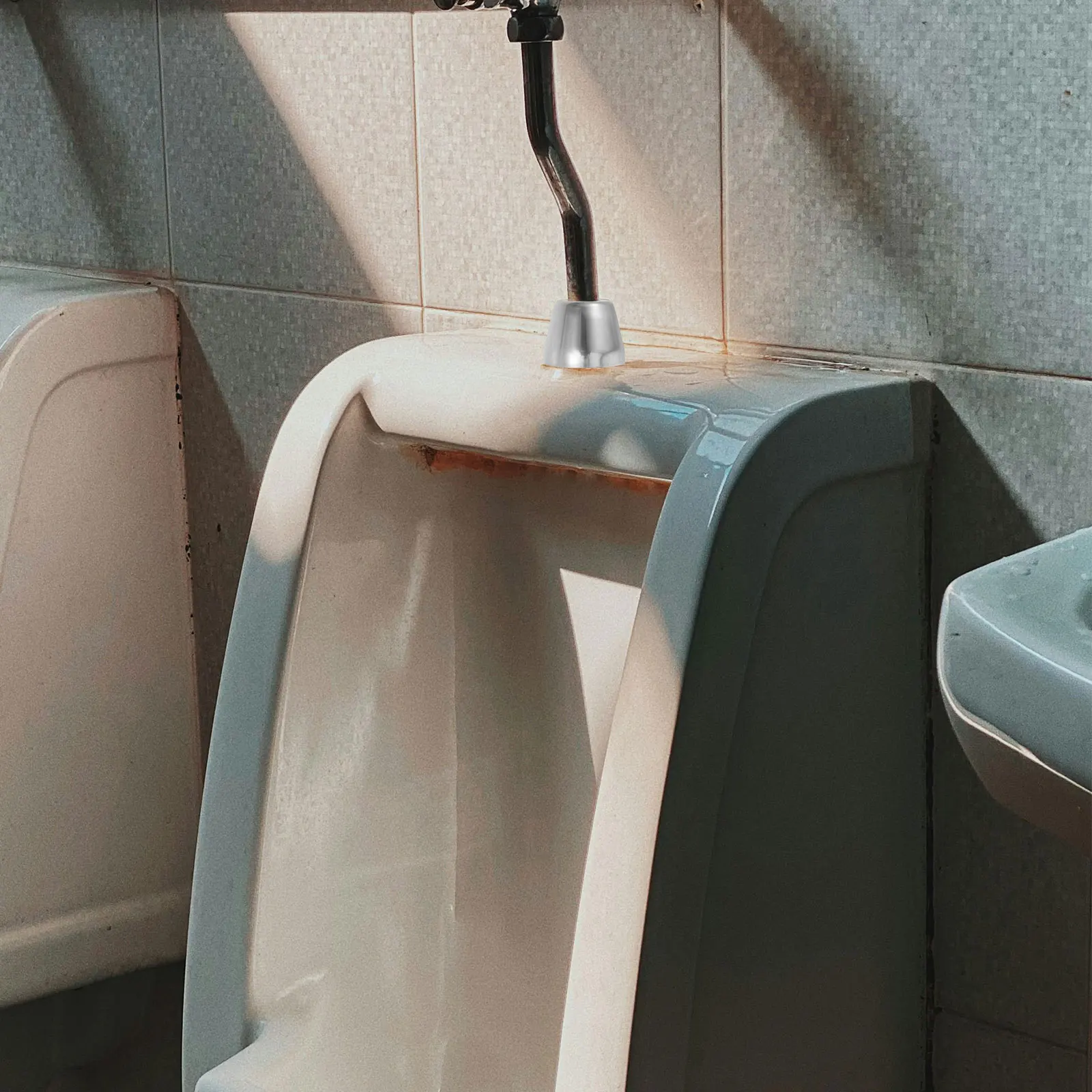

Urinal Flush Valve Stainless Steel Protector Manual Button Water Pipe Cap Bathroom Top Concealed Design Durable Material Easy