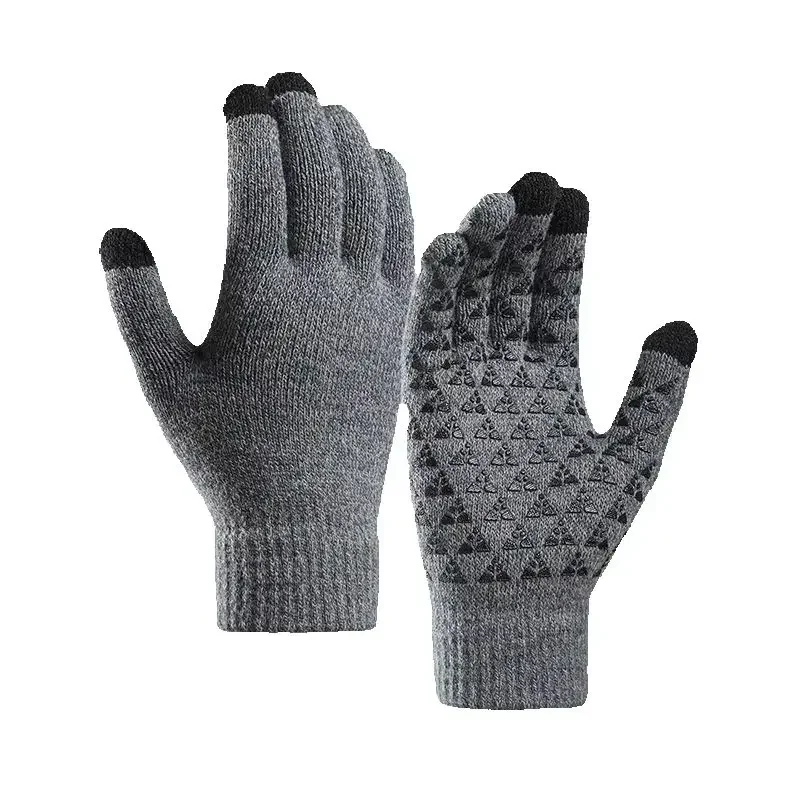 Winter Touchscreen Gloves for Men, Thermal Knitted Gloves with Non-Slip Grip for Cycling & Phone Use