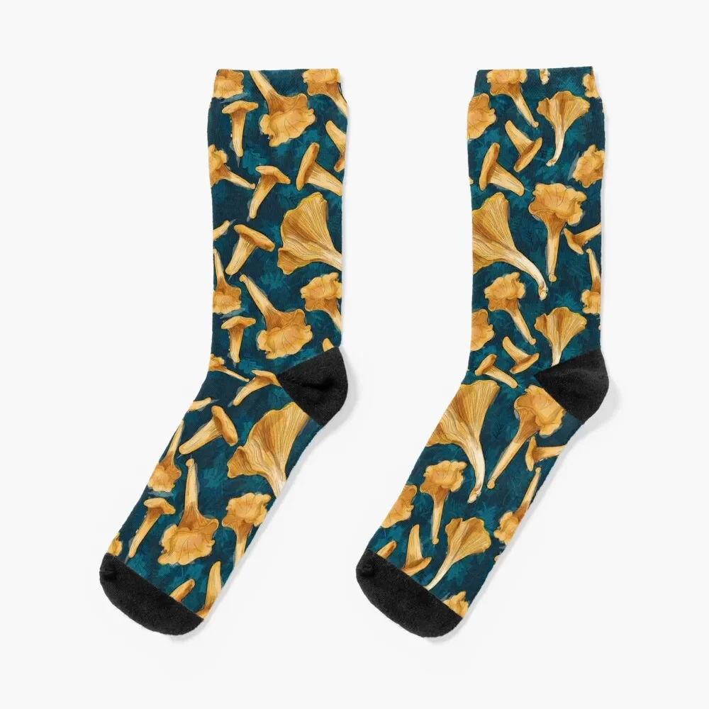 

Golden yellow chanterelle mushrooms Socks summer winter thermal crazy cute Designer Man Socks Women's