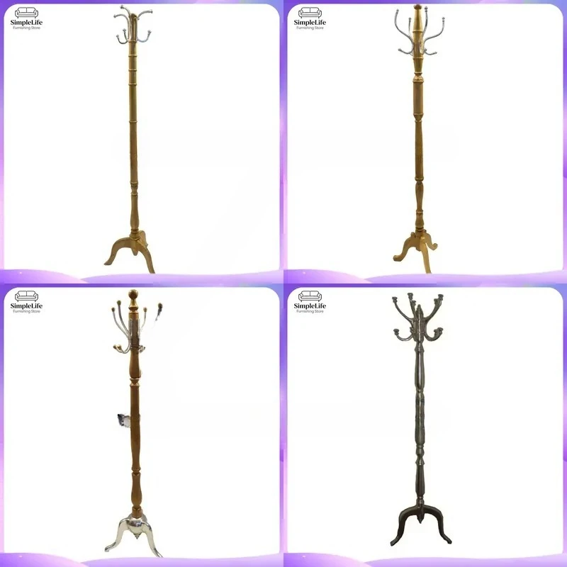 Foldable Aluminum Wood Coat Rack Stand Free Standing Clothes Hanger Tree Hallway Entryway Organizer Hotel Home Furniture