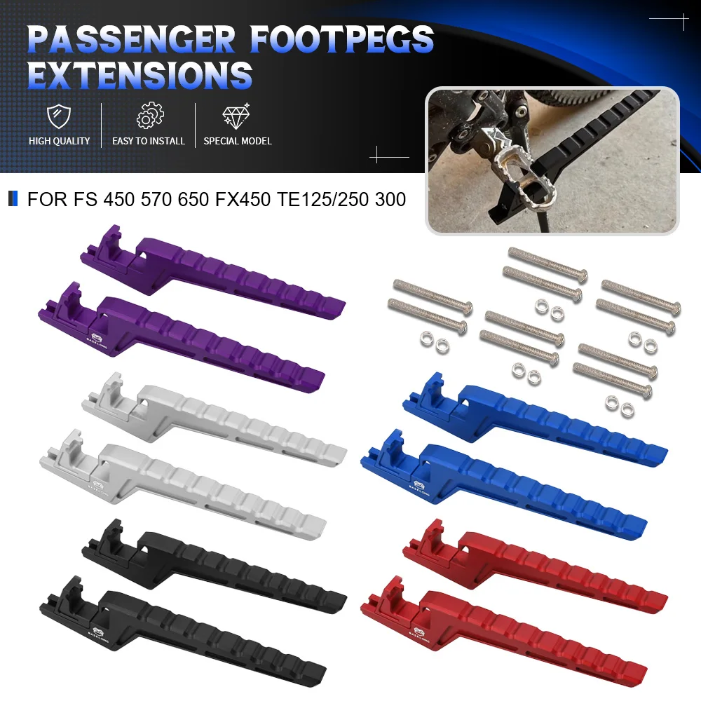 For HUSABERG FS 450 570 650 FX450 TE125 /250 300 Motorcycle Passenger Foot Peg Extensions Footpegs Motocross Accessories