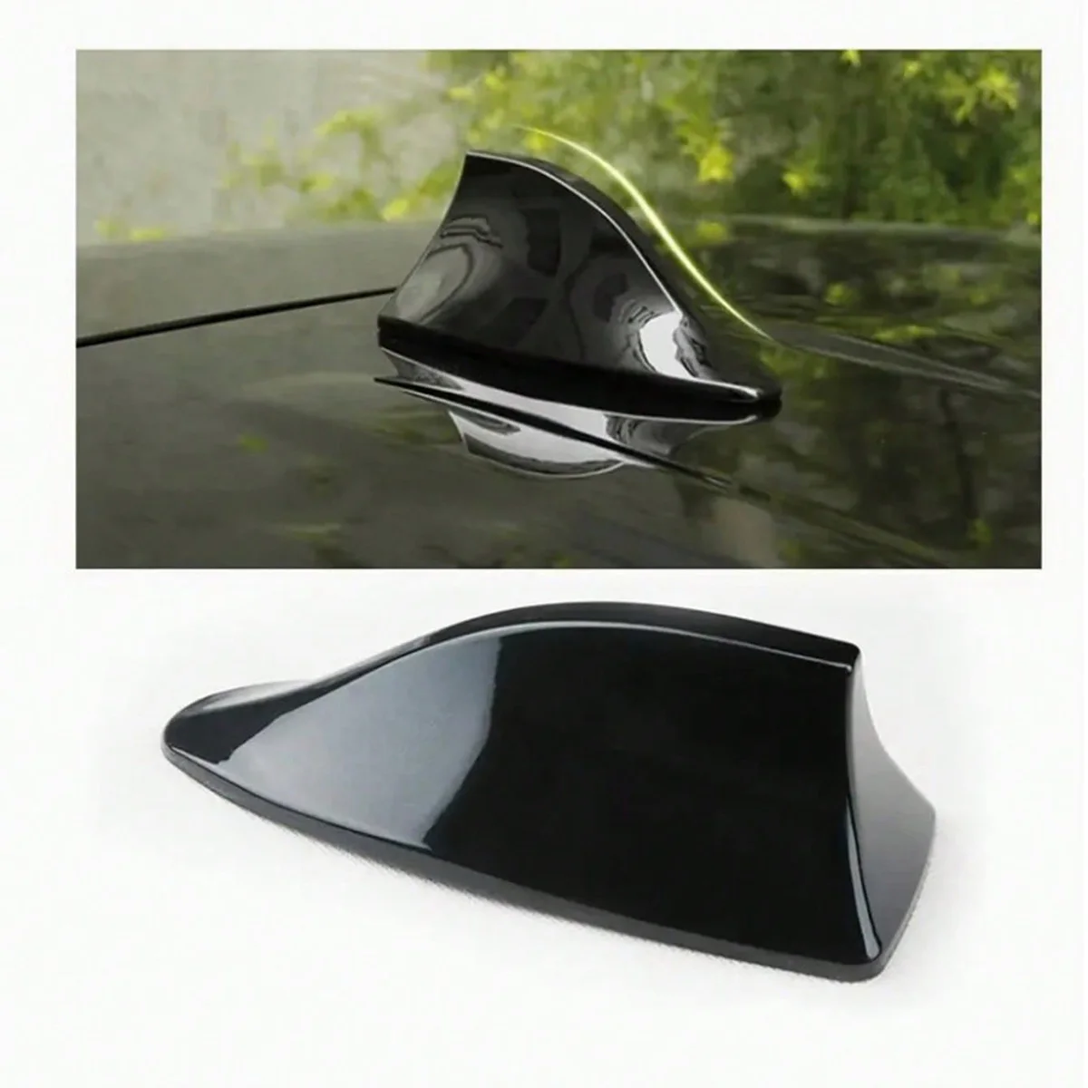 Self-Adhesive Shark Fin-Shaped Car Roof Antenna Bracket, Waterproof Car Radio Signal Decorative Fin Accessory, Suitable for All Types of Vehicles