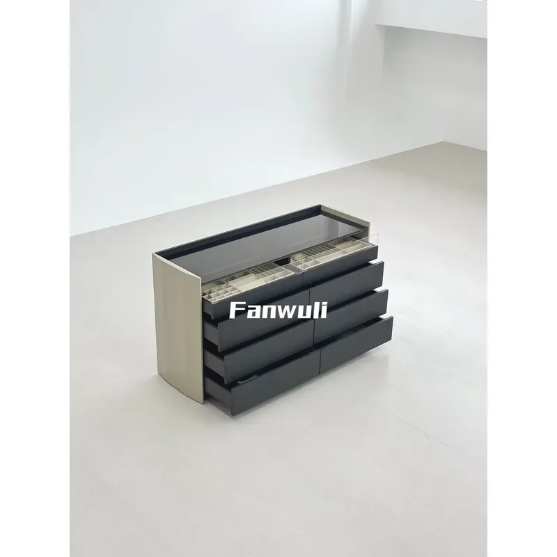 Italian Minimalist Solid Pine Telescopic Folding Dresser Multi Drawer Locker Bedroom Makeup Storage Cabinet Modern Design