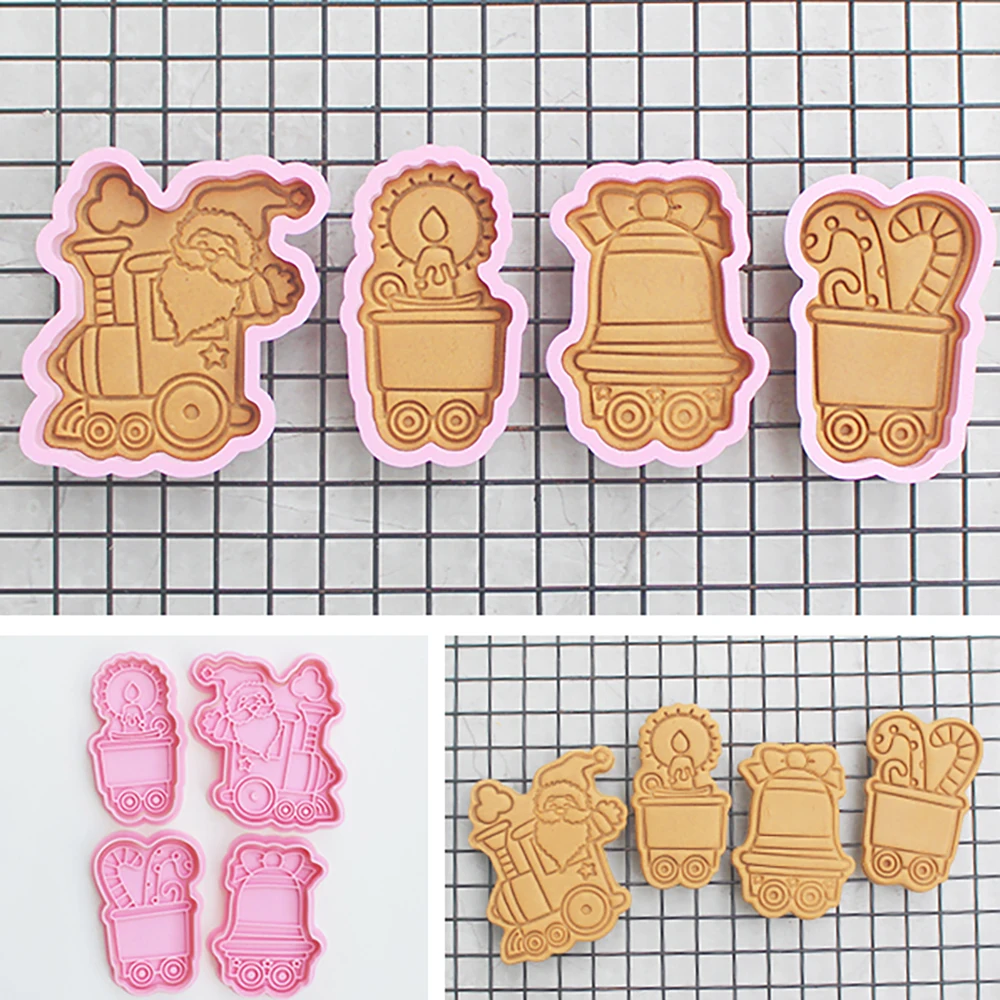 

Christmas Cartoon Train Design Cookie Cutters DIY Bakery Tools and Accessories Stampcookie Cutters