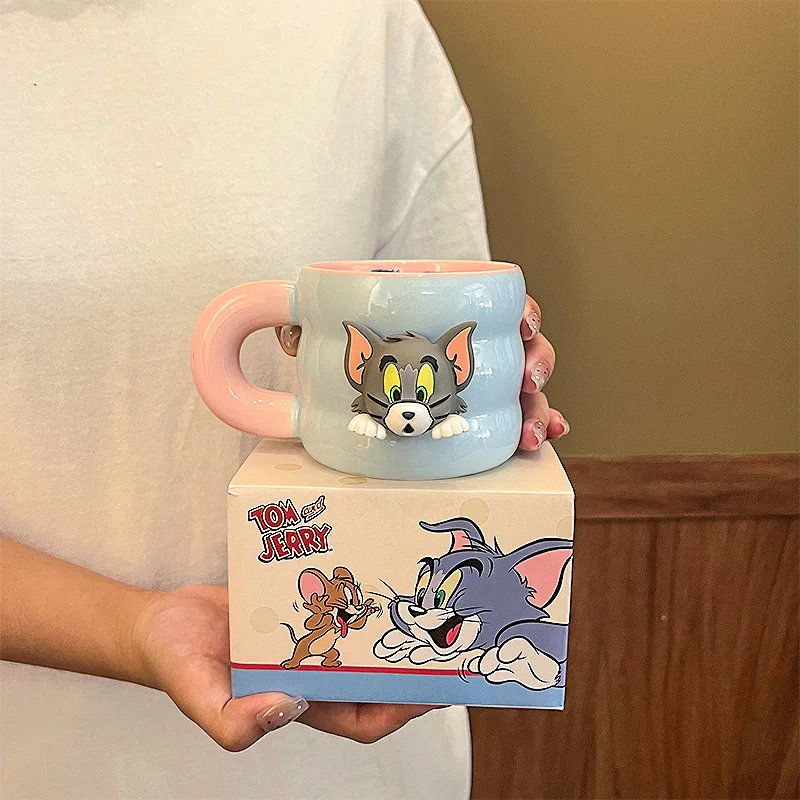 Tom and Jerry Cute Cartoon Mouse Cat Ceramics Coffee Cup Kawaii Mug Lovely Periphery Water Cup Home Decor Room Decoration Gift