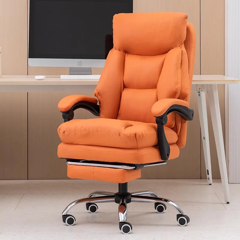 Orange Mobile Office Chair Gaming Leather Reception Luxury Office Chair Floor Footrest Silla De Escritorio Modern Furniture