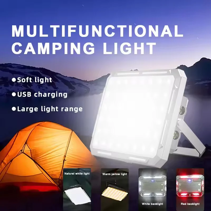Portable LED Camping Tent Light Type-c Rechargeable Searchlight High Power Outdoor Emergency Lighting Waterproof Hanging Lamp