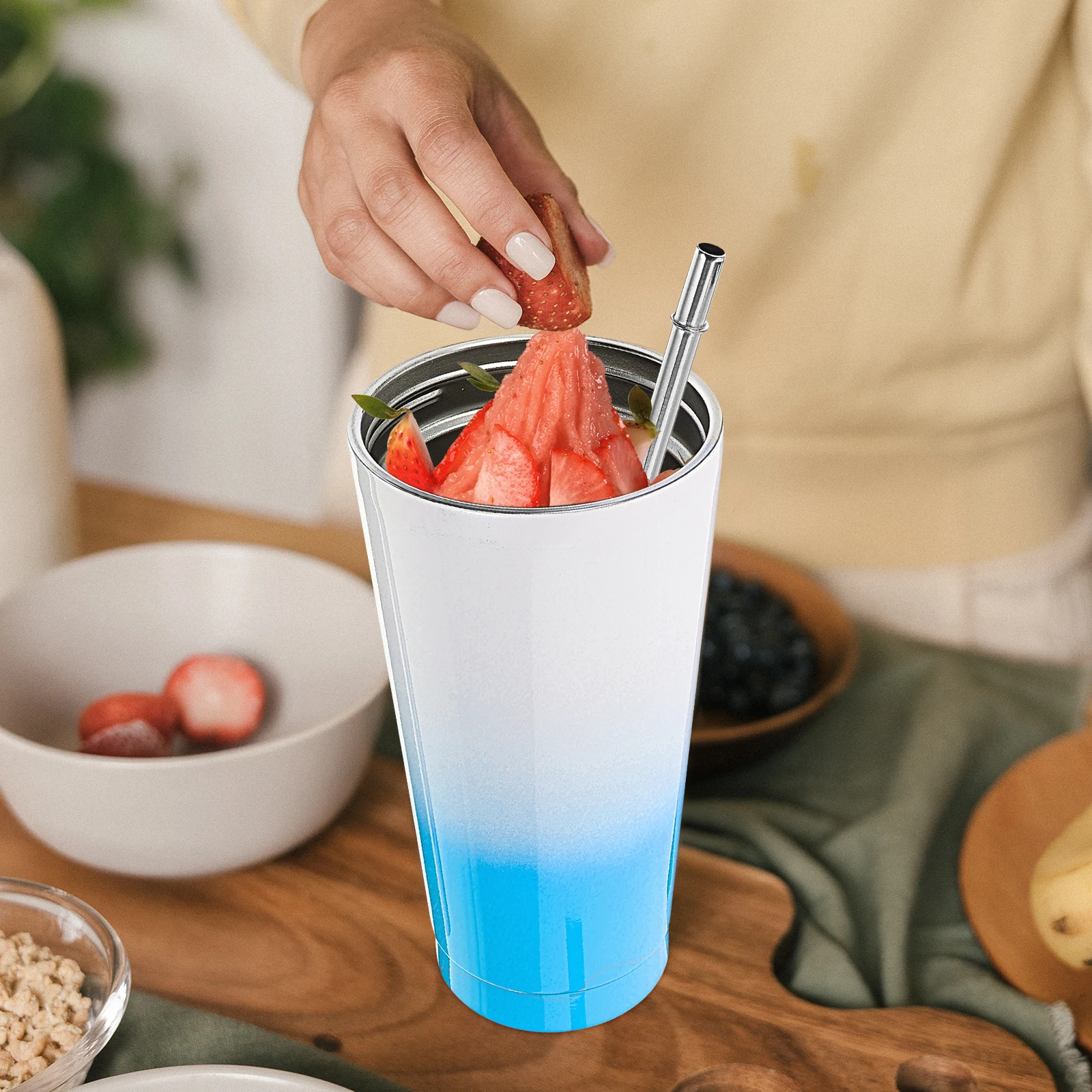 

Large Capacity Stainless Steel Tumbler With Straw Lid Metal Water Bottle For Iced Coffee Outdoor Use Straw Cup