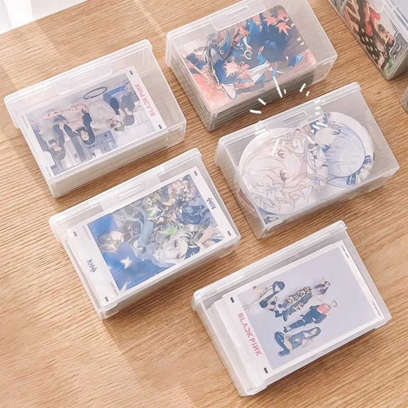 INS Transparent Plastic Storage Box 3 Inch Photocards Small Card Storage Box Desk Organizer Box Classification Box Stationery
