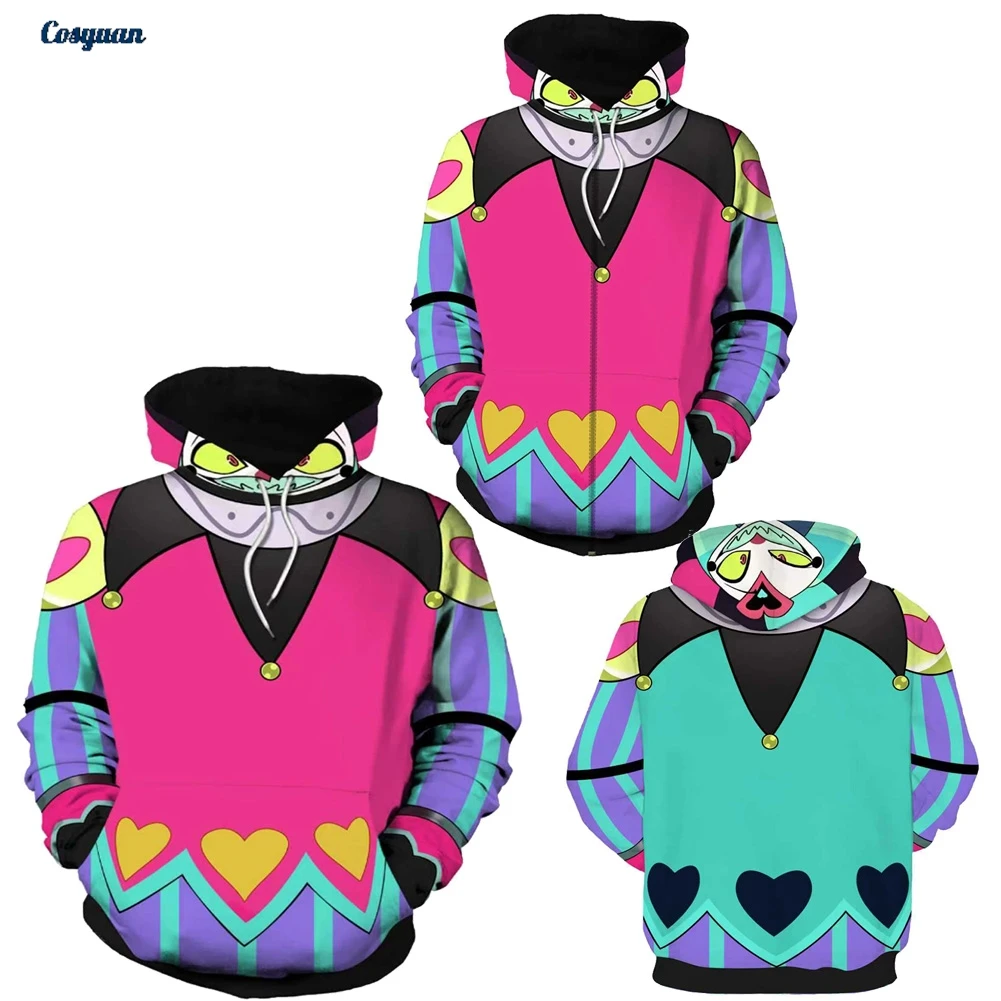 

Cartoon Evil Leader Cosplay Fizzarolli Hoodie Zipper Style Clothes Men Party Disguise Roleplay Halloween Costume Outfits Suits