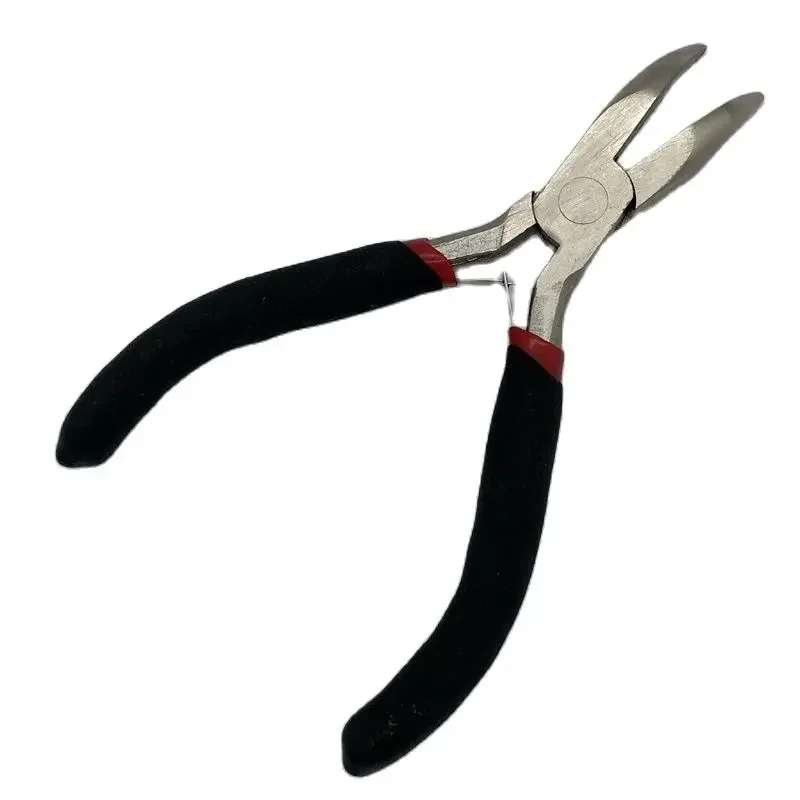 1 piece 4.5 inch Black Bent Nose Clamp with Smooth Jaw Feather Hair Extension Pliers