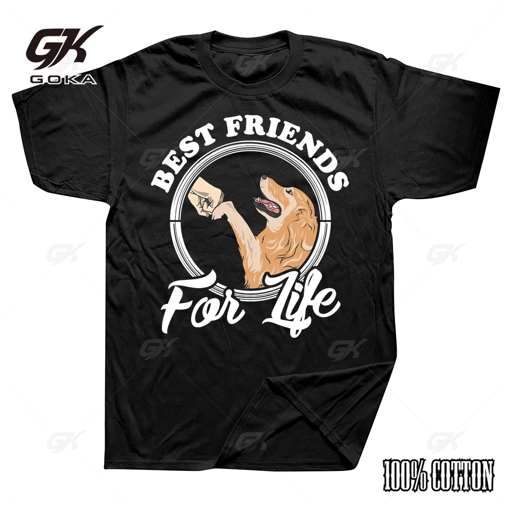 Vintage Golden Retriever Lover Best Friends For Life Dogs Graphic T-Shirts Men and Women Short Sleeve Casual Tops Tees Unisex