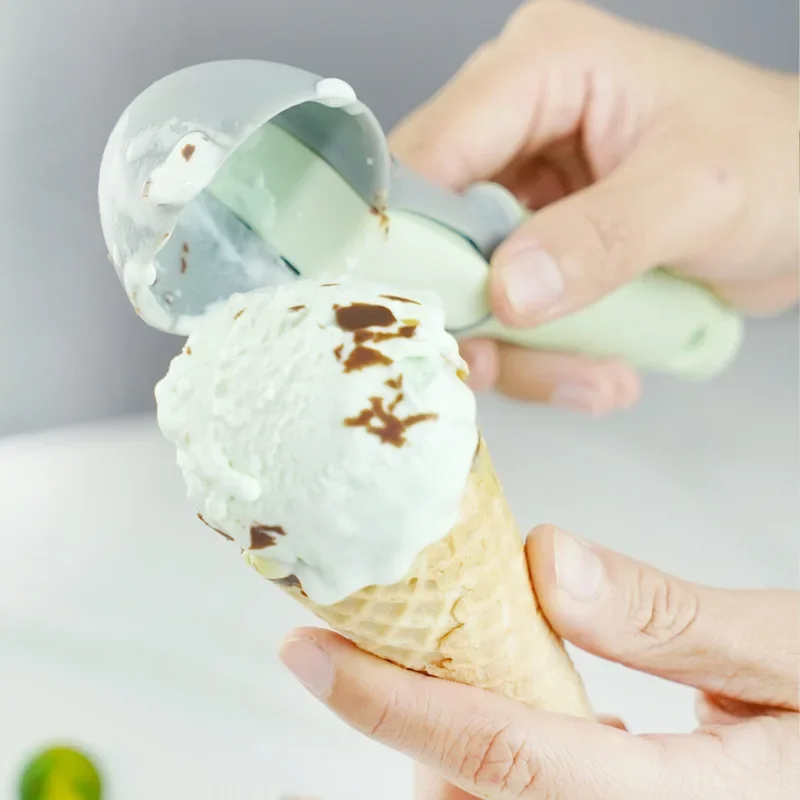 Cuchara antiadherente para helado, excavadora de frutas, máquina para hacer bolas de hielo, yogur helado, galleta, sandía, cucharas con agujero colgado, herramienta de cocina