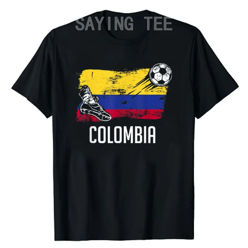 

Colombia Flag Football Lover T-Shirt Colombian Soccer Fultball Graphic Tee Sportswear Clothes Colombian Pride Support Tops Gifts