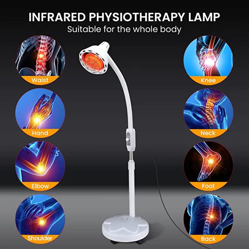 EstherQueen 275W Red Infrared Light Device,Near Infrared Heat Lamp Height Adjustment for Body Pain Standing Lamp Set