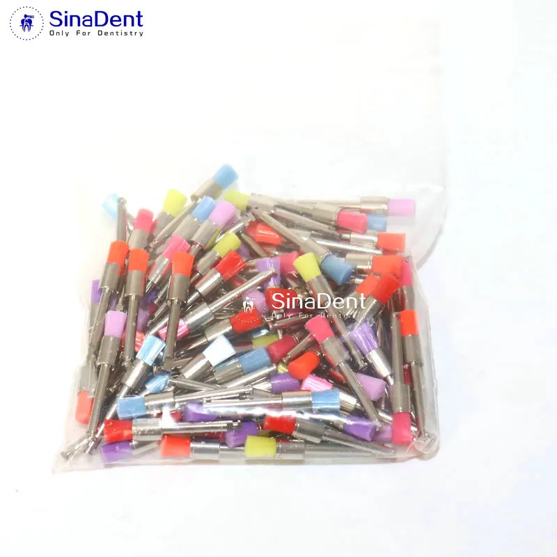 50Pcs Dental Prophy Brush Polishing Dental Consumables Disposable Flat Type Nylon Colored Teeth Whitening Clean for Dentistry