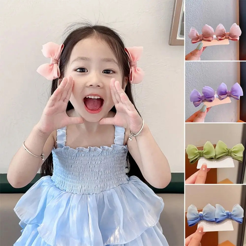 

2 PCS Cute Jelly Yarn Bow Hairpins Bowknot Candy Color Duckbill Clip Headwear Girl