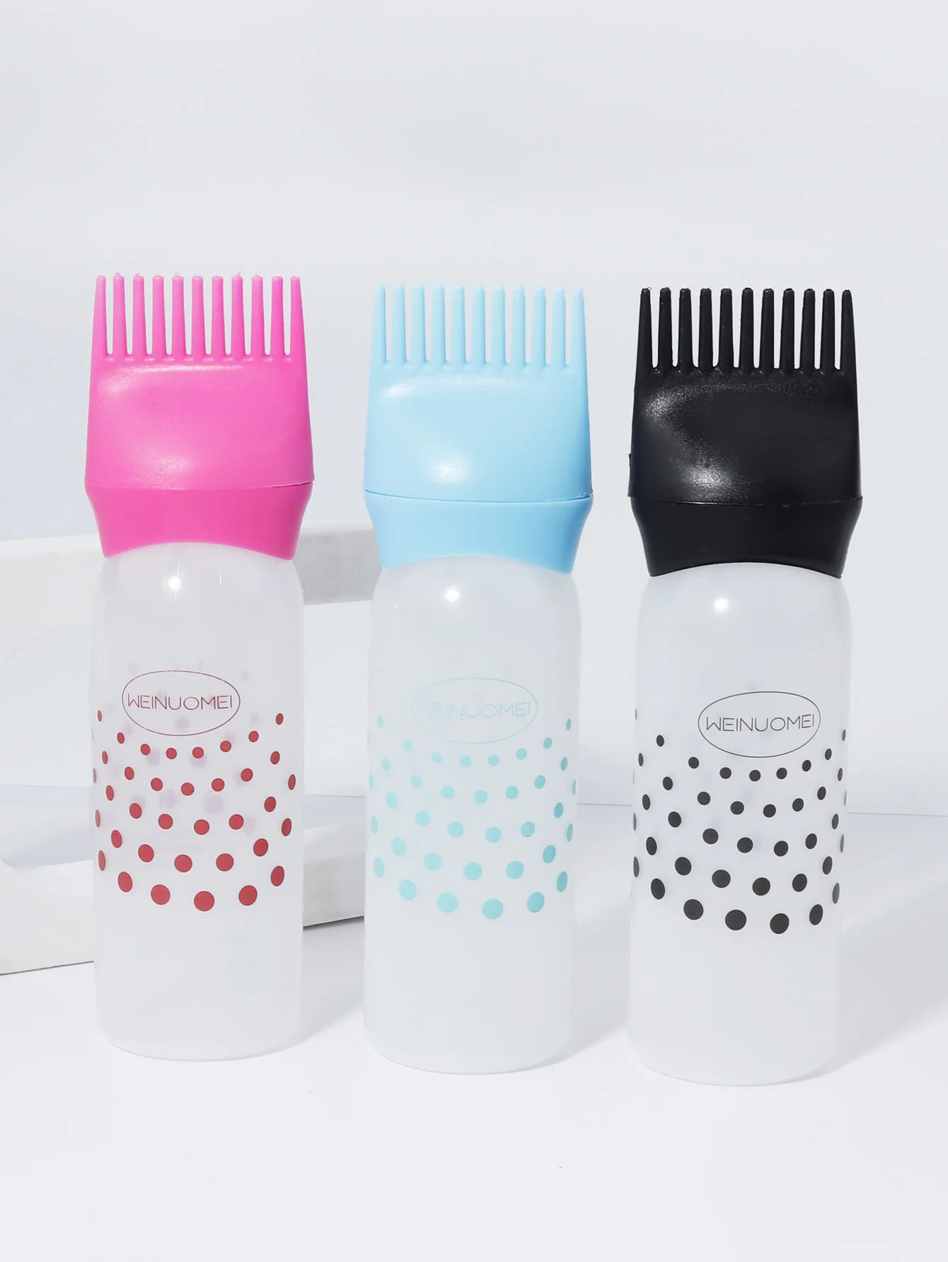 root comb applicator bottle for hair dyeing and styling, Graduated plastic squeeze bottle, Special for real hair wigs