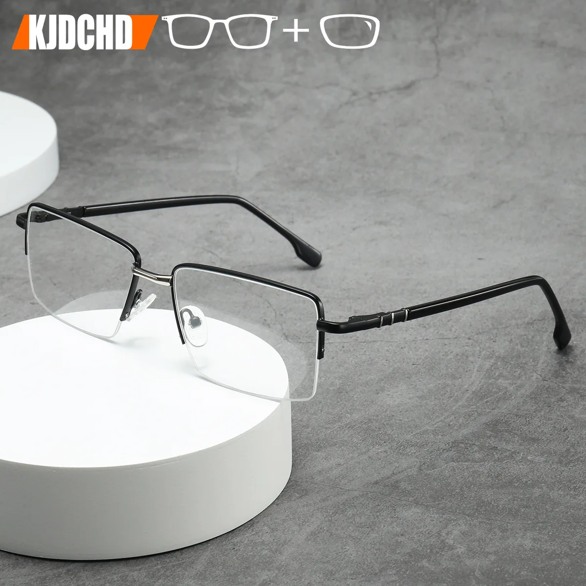 KJDCHD 2025 Fashion Half-Rimless Prescription Glasses Women Man Half-frame Rectangle Eyewear Optical Eyeglasses