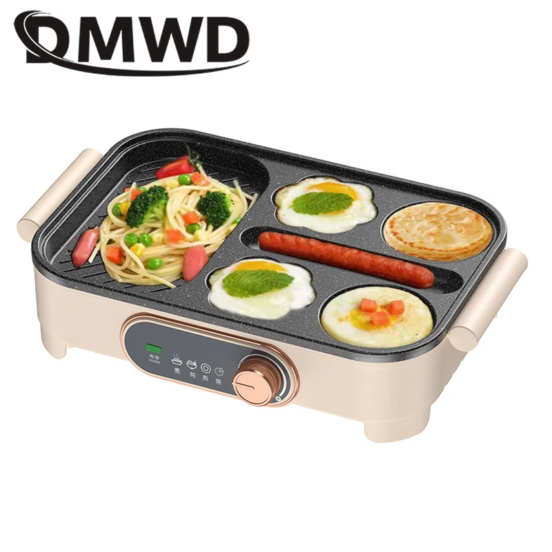 Electric Fried Egg Burger Breakfast Machine Non-stick Four Holes Omelette Steak Frying Pan Sausage Grill Pancake Crepe Maker Pot