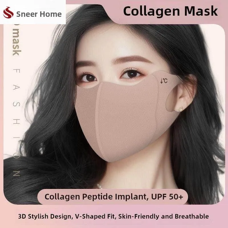 

Warmth Retention Sunscreen Face Mask for Adults Black High Aesthetic Value UPF50 Collagen Medical Environment Head Worn Style