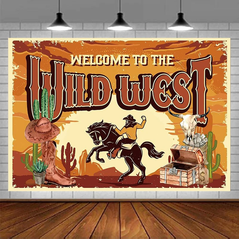 

Western Backdrop Banner Horses Birthday For Boy Girl Western Cowboy Theme Wild West Party Banner Photo Booth Props Decoration