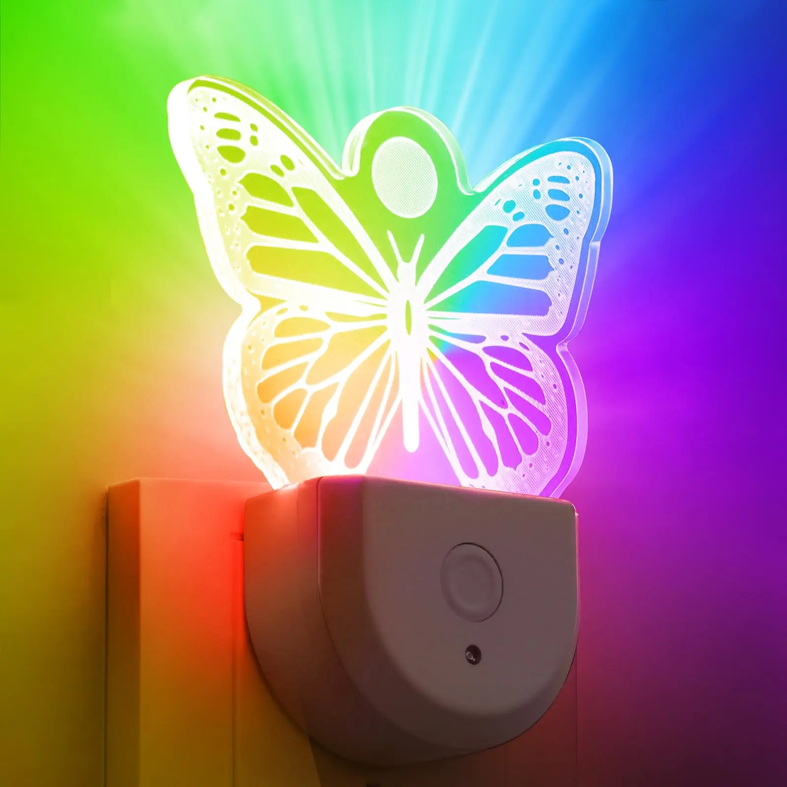 Night Light for Kids Butterfly Night Light Plug into Wall LED Wall Lamp 6 Colors Change RGB LED Nightlight for Children Bedroom