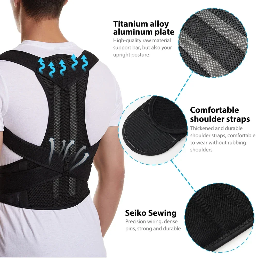 Back Posture Corrector Adult Back Support Shoulder Lumbar Brace Health Care Support Corset Back Belt Reinforced Belt Lumbar Hot