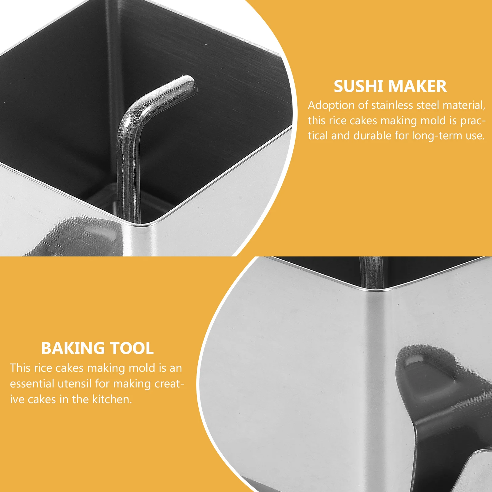 

1 Set Stainless Steel Rice Cakes Mold Baking Mousse Pastry Pressing Square Ring Pusher Sushi Maker Cake Supplies Kitchen Tool