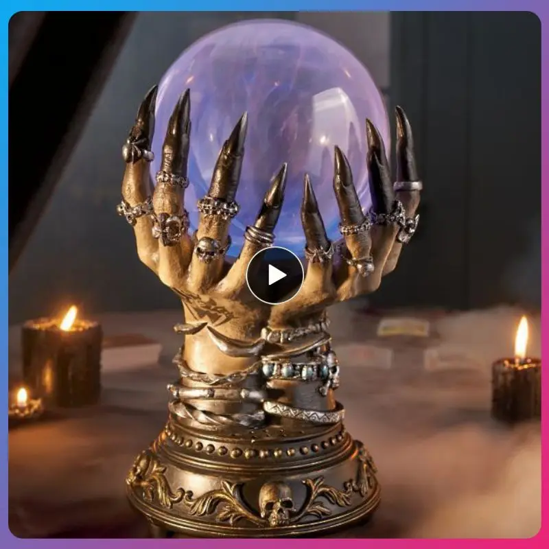 

Home Party Decor Creative Spooky Halloween Celestial Crystal Ball Deluxe Glowing Skull Finger Luminous Plasma Ball Plasma Ball