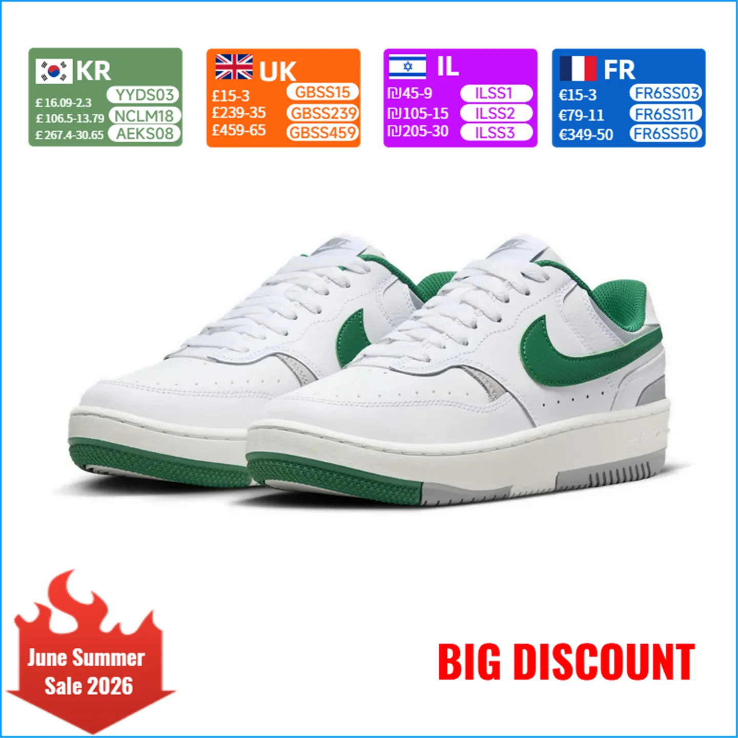 

Nike Gamma Force “Malachite” Minimalist Comfort Low-Top Sneakers Women's White/Green DX9176-106