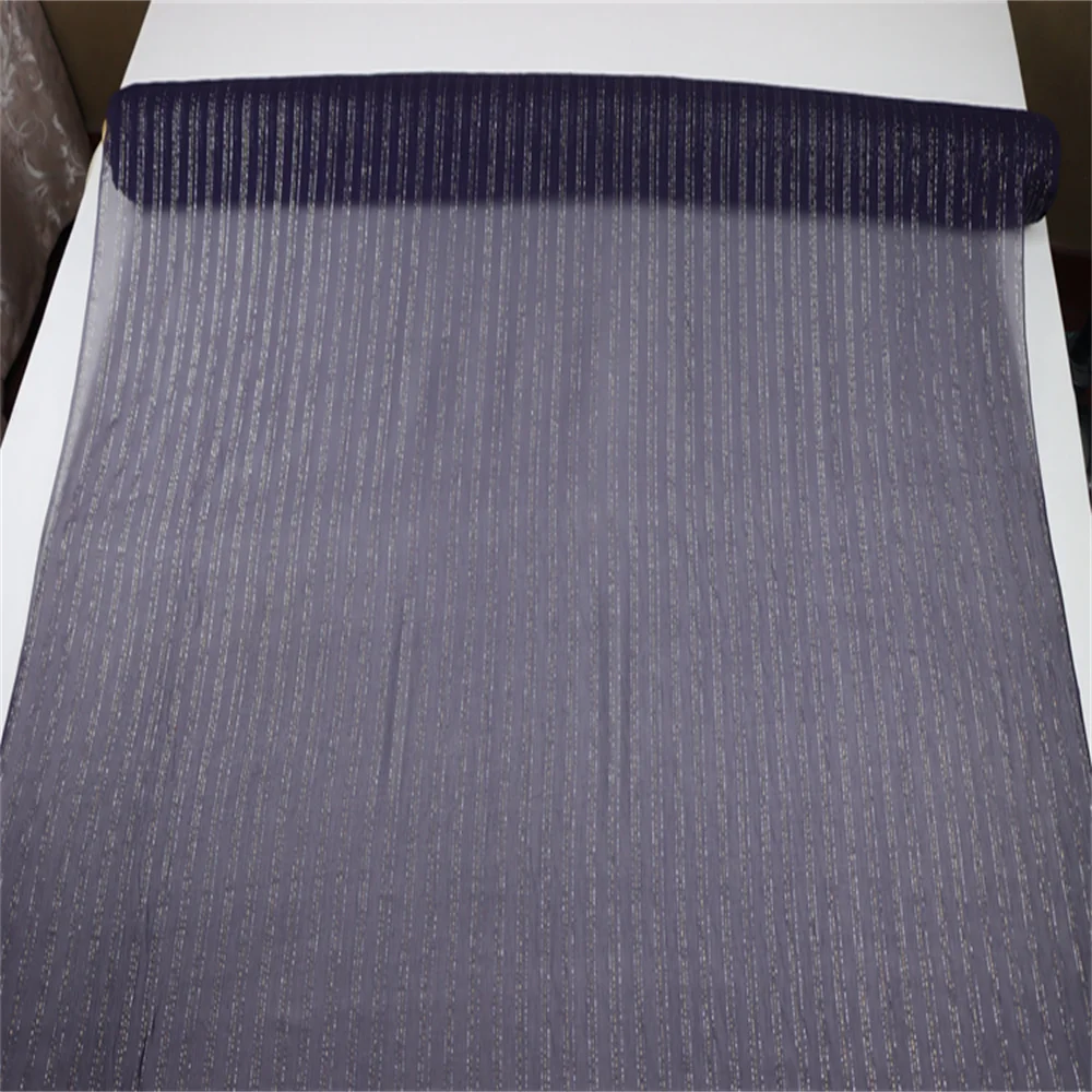 Elegant Woven Mulberry Comfortable Silk Crepe Chiffon Fabric Metallic Gold Silver Linen for Spring Cloth Dress Apparel