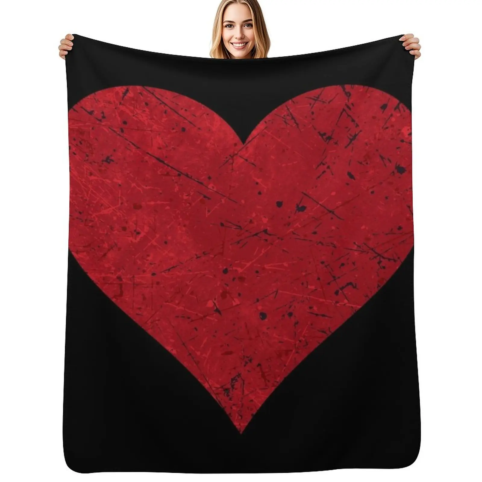 Heart Love Symbol Red Throw Blanket Foldable Soft Warm Blanket for Outdoor Use