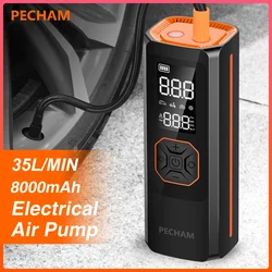 8000mAh Car Motorcycle Tyre Inflator 12V 150W 35L/Min Electric Portable Air Compressor Bicycle Tire Air Pump For Bike Boat Balls