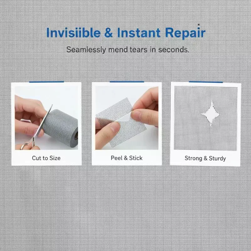 2M Window Screen Repair Tape Heavy Duty Strong Adhesive for Home Patio Window Door Mesh Repair Use