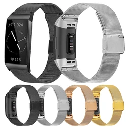 Milanese Loop Band For Fitbit Charge 5 6 Replacement Metal Strap with Buckle Stainless Bracelet SmartWatch Belt Accessories