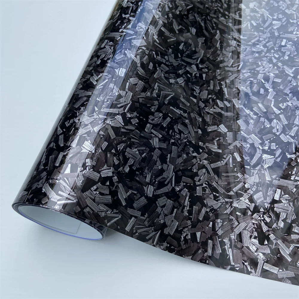Hochglänzend Silber Geschmiedet Carbon Faser Vinyl Auto Wrapping Folie Film Wrap Rolle Selbstklebende Wasserdichte Aufkleber Für Auto Zubehör