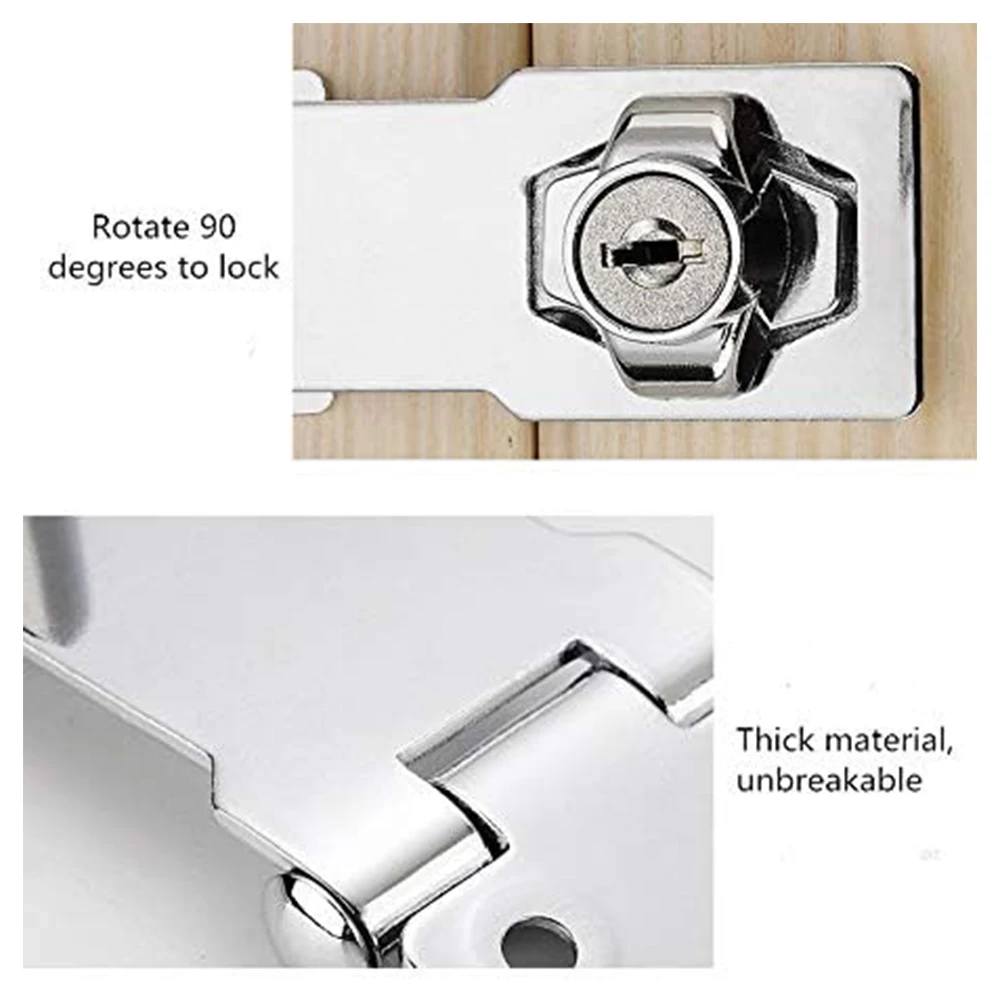 Keyed Hasp Locks Twist Knob Keyed Locking Hasp for Small Doors, Cabinets and More, Hasp Lock Catch Latch Safety Lock