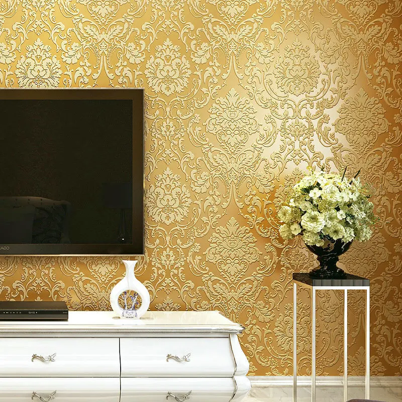 10M Luxury European Style Non-woven Wallpaper TV Background Decor Classic 3D Embossed Wall Paper Roll Wallcovering Upholstery