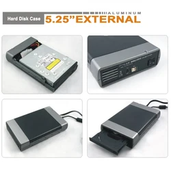 New 5.25 inch USB3.0/2.0 to SATA Hard Disk Case US/EU Adapter Aluminum Alloy 4.8Gbps External HDD Enclosure Disk Case