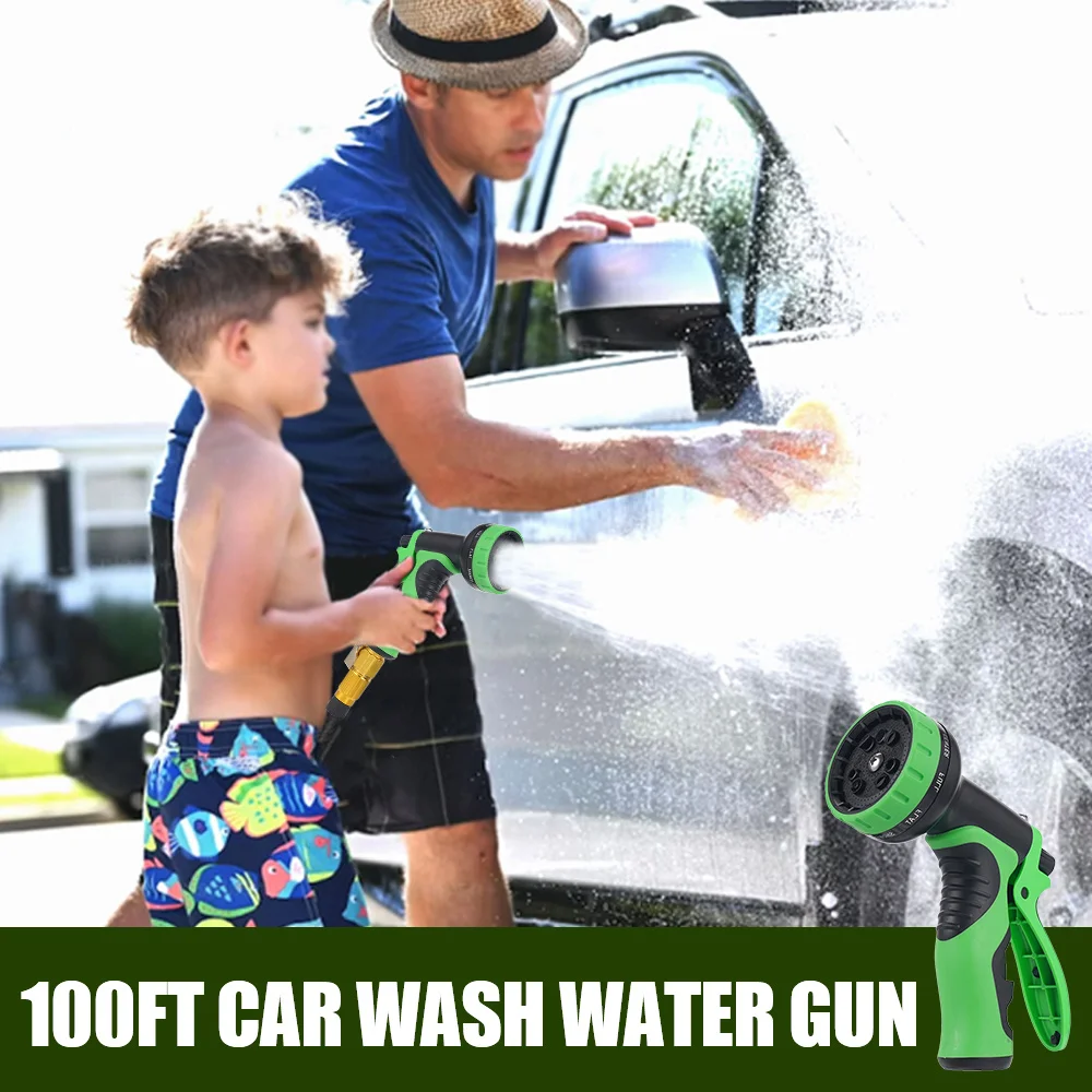 

100FT Extended Hose Cleaning Gun Set – 10 Spray Modes, Suitable for Car Washing, Cleaning, Watering, Durable and Easy to Use