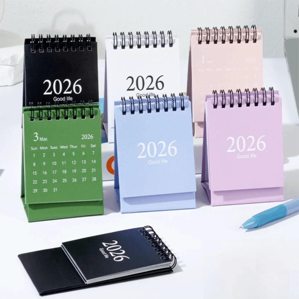 Simple Mini 2026 Calendar Morandi Portable Desk Calendar Plan Book Desktop Ornament