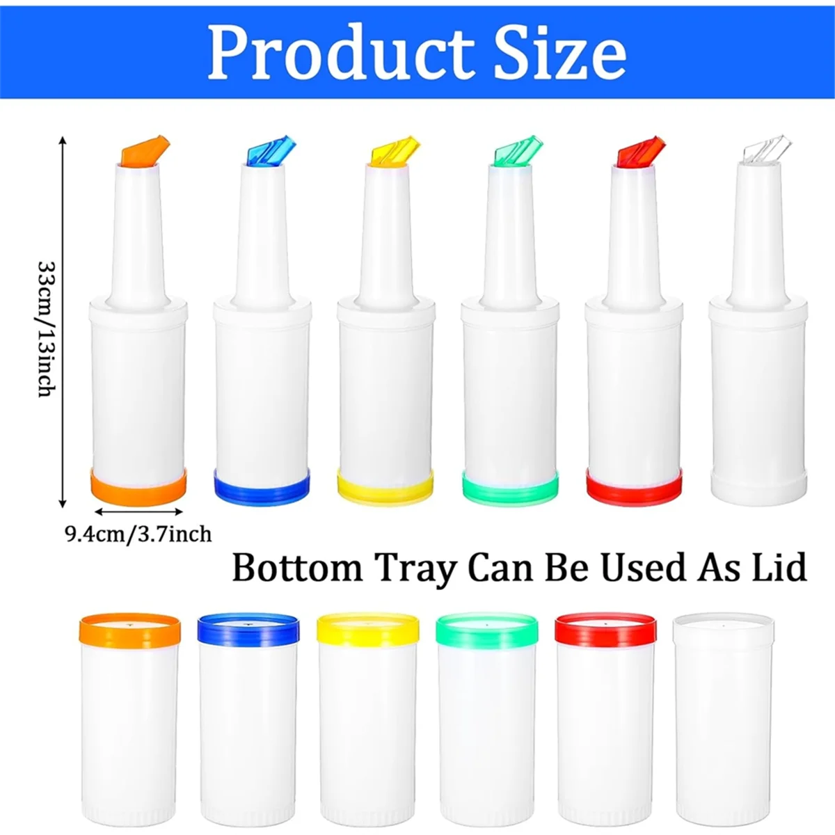 AT59 6-Piece Professional Bar Juice Pour Bottles Set - 0.9 Quart Juice Pourers for Bartending, Store and Pour Containers