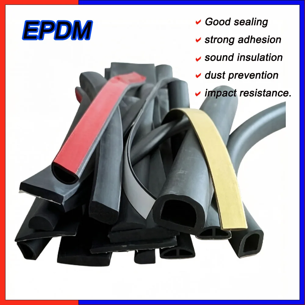 1/3/5 Meter EPDM Self-adhesive Sealing Stri Soundproofing Collision Avoidance Rubber Seal Hollow Type D Accessories