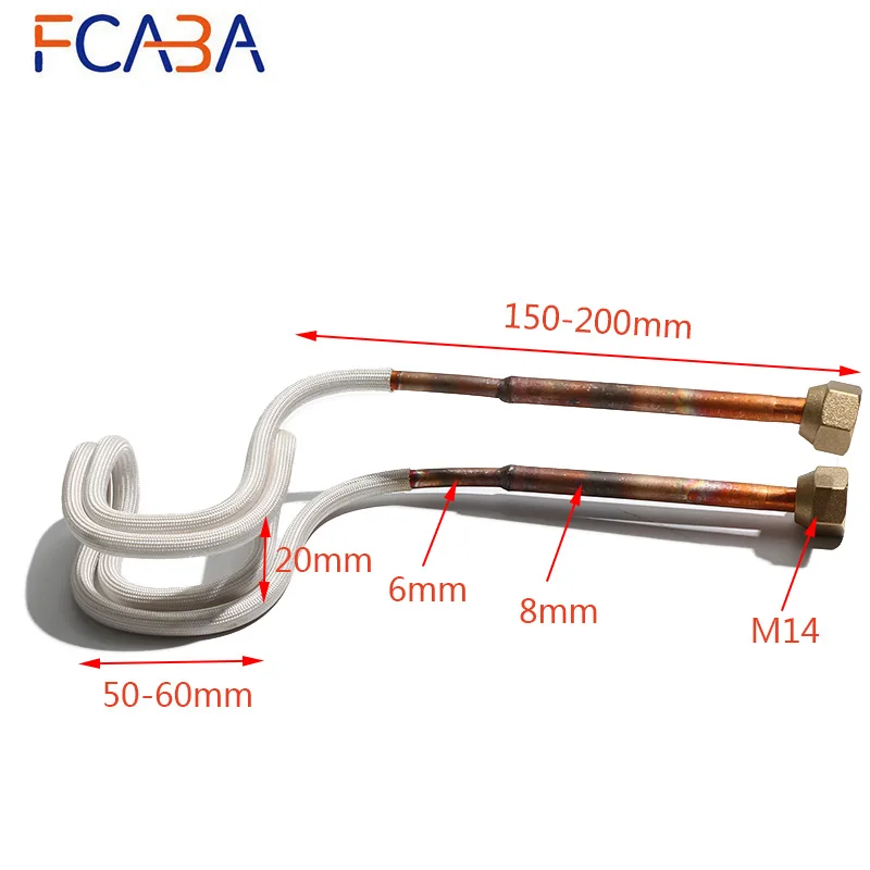 FCABA Water-cooled Induction Heating Coil T2 Copper Tube High Frequency Induction Welding Heater for Quenching/Brazing/Melting