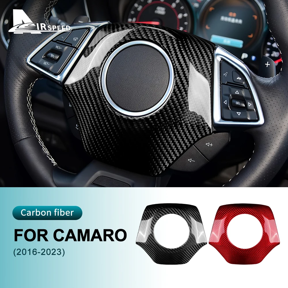 Real Dry Carbon Fiber Sticker For Chevrolet Camaro 2016 2017 2018 2019 2020 2021 2022 2023 Car Steering Wheel Center Cover